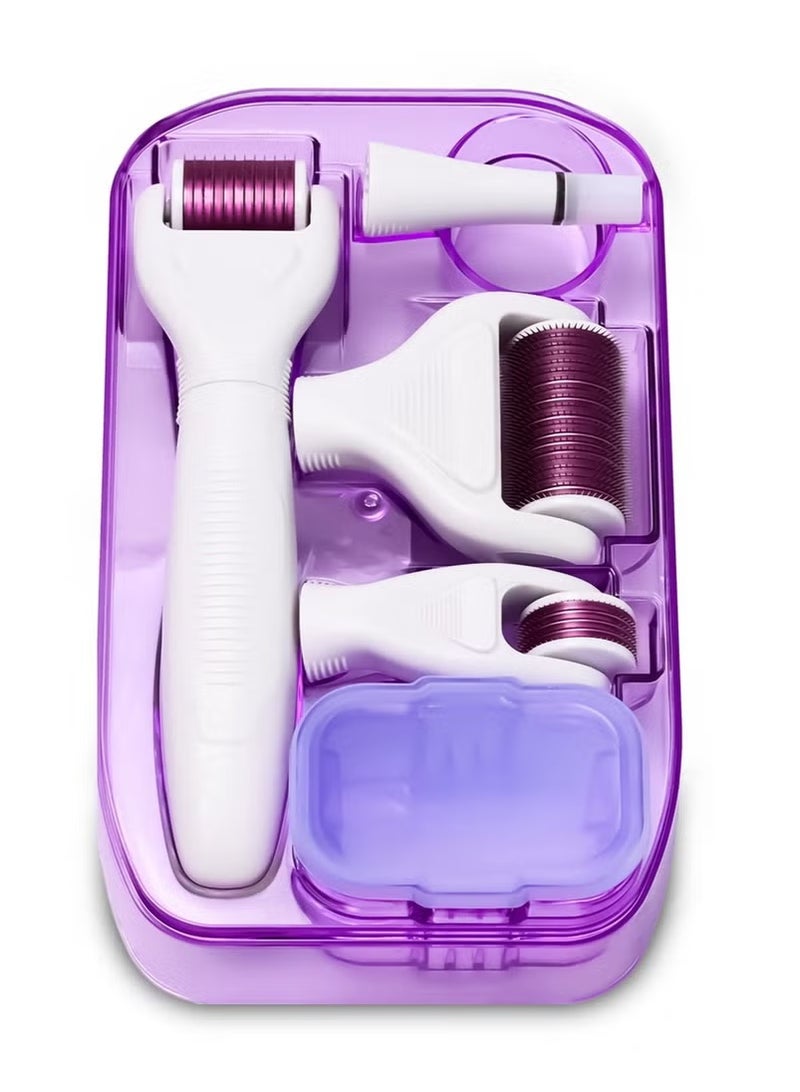 أسطوانة تنمية الشعر بالبراغمات الصغيرة 5 في 1 - لتركيز اللحية والوجه والعنق وتنمية الشعر - لعلاج التجاعيد والندبات والحبوب والخدوش - أداة جمال منزلية مضادة للشيخوخة - Image 1